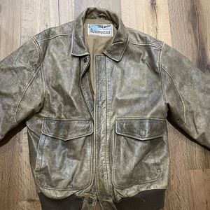 VINTAGE AEROPOSTALE BOMBER JACKET**REAL LEATHER